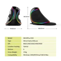 מחשב נייד Delux M618Plus RGB ארגונומי אנכית מאוס 6 לחצנים 4000 DPI אופטי עכבר מחשב עם נשלף משענת עבור מחשב נייד (5)