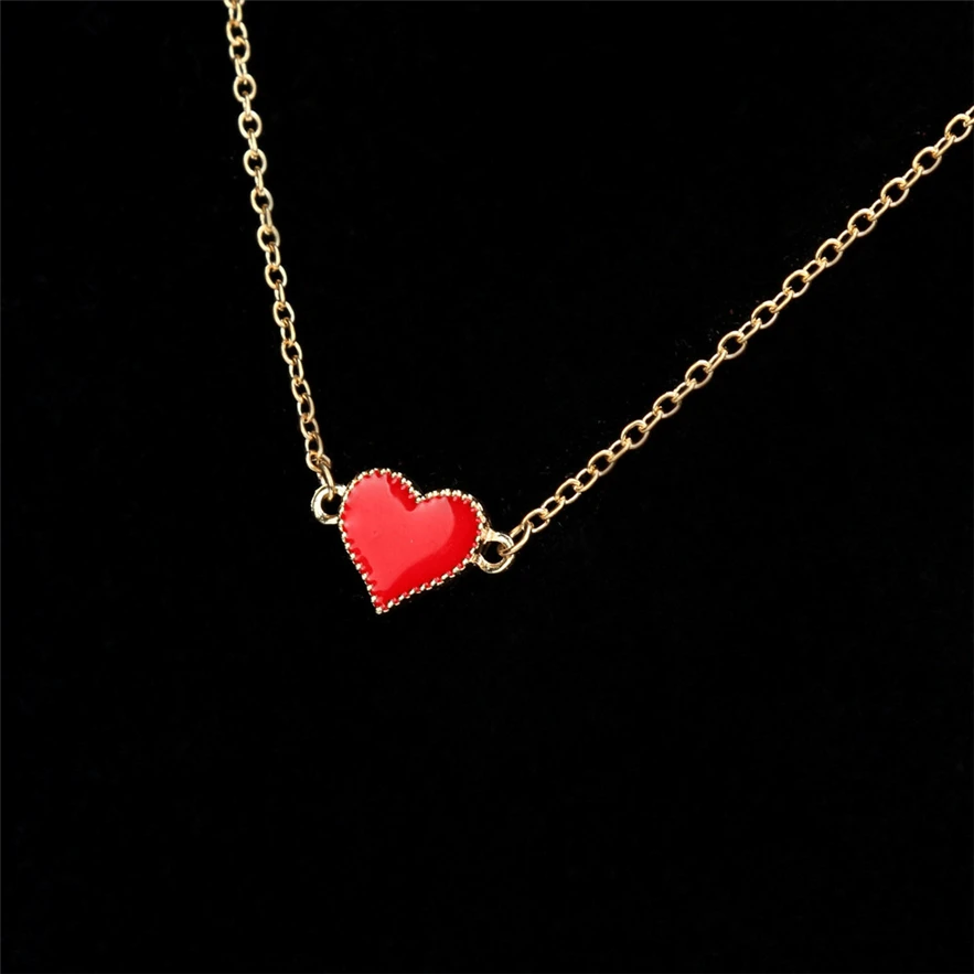 Image Diomedes fashion Hot New Gossip Girl Serena Red Hearts With Love Necklace Clavicle Chain Models Clover Wholesales  Gift 710#30