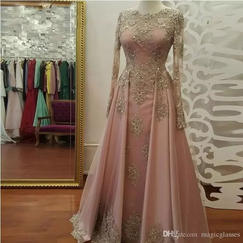 Robe de soiree вечернее платье с длинными рукавами для женщин, элегантные кружевные аппликации, мусульманские Вечерние платья на выпускной, платья для матери невесты