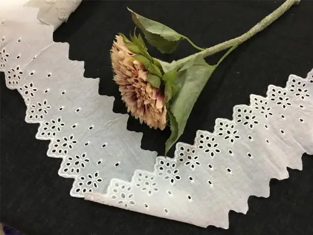 

DIY handmade quilted cotton fabric lace white cotton embroidery lace 9CM