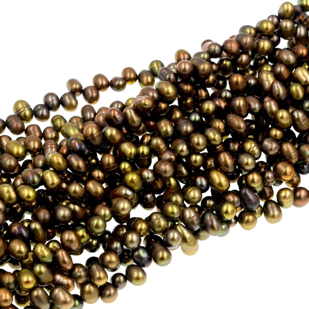 

7-8mm Natural Potato Shape Brown Freshwater Pearl Gems Beads Full Strand