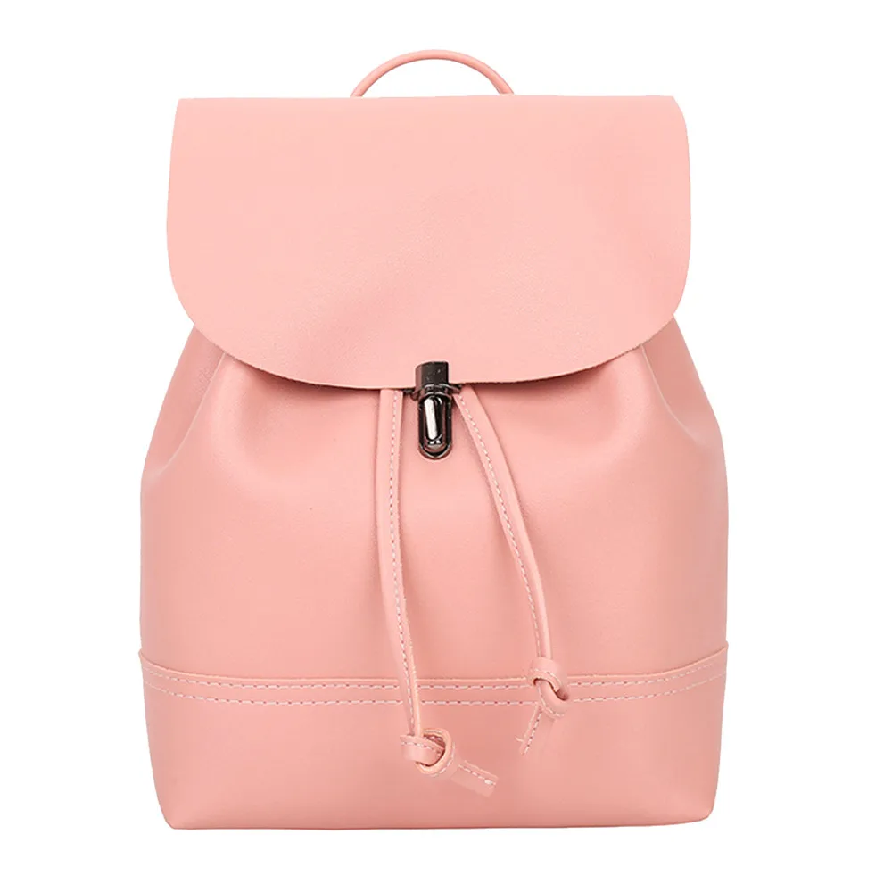 Модный женский рюкзак, винтажная однотонная кожаная школьная сумка, рюкзак, ранец, рюкзак, женская сумка через плечо, bolsa