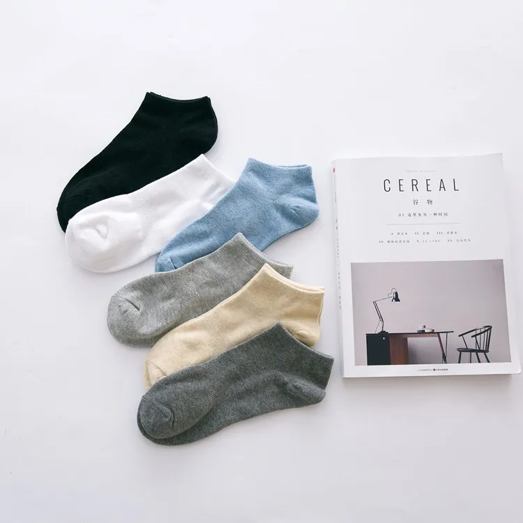 10 pieces = 5 pairs of New solid color waist men sport leisure ankel socks cotton male socks men socks