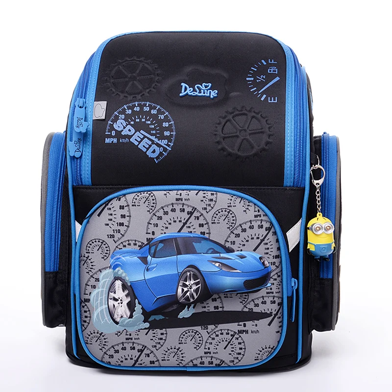 

HOT Delune High quality 3D boy school bag car children cool Reduce stress free doll School students waterproof travel backpack
