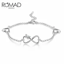 ROMAD браслет с бабочкой Femme Argent серебряные браслеты с сердечками Женские ювелирные аксессуары pulseira pulsera mujer