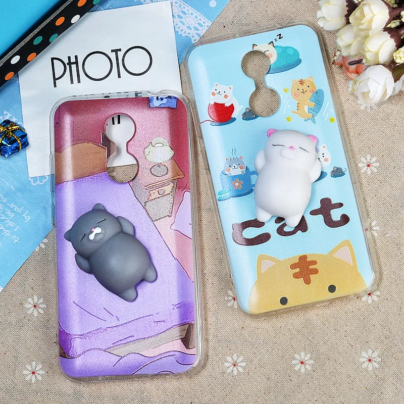 Cute 3D Squishy Phone Case for Homtom HT37 Soft Silicone Cover Cat Cartoon Back Shell Fitted Cases Protective |