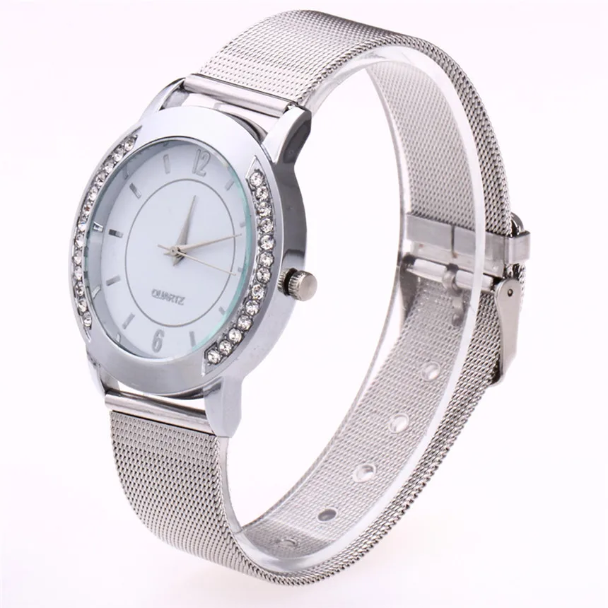 Новые простые модные женские часы из нержавеющей стали с сетчатым ремешком модные повседневные дикий кварцевые часы браслет D30