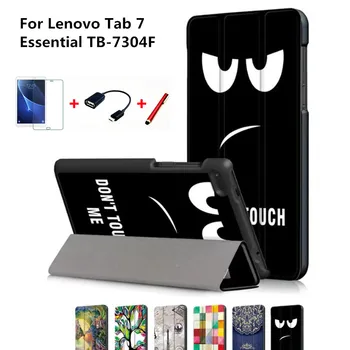 

Stand PU Leather Cover Case for Lenovo Tab 4 7 TB-7504F Tablet Case For Lenovo Tab 7 TB-7504X Release Smart Stand Cover+film+pen