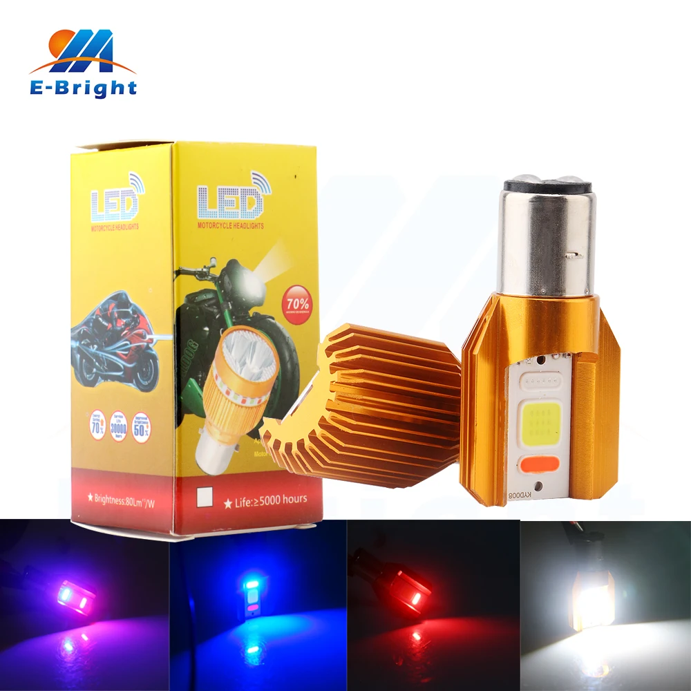 

4PCS/Lot COB Led H4 BA20D Motorcycle Headlight Super Bright Fog lights Bulbs 9000Lm 9-80V Car Headlight white+blue+red flash