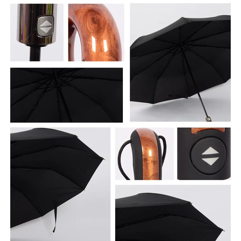 English Style Umbrella Men Automatic 10Ribs 3 Folding Umbrella Rain Business Male Parasol folding umbrella automatic umbrella