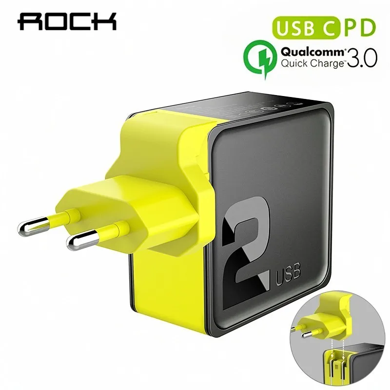 Rock USB & Pd Type C зарядное устройство адаптер 36 Вт Быстрое настенное для Iphone Samsung Andriod