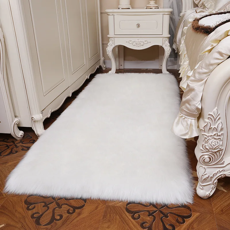 pink color Faux Sheepskin Chair Cover 17 Colors Warm Hairy Wool Carpet Seat Pad long Skin Fur Plain Fluffy Area Rugs Washable 2