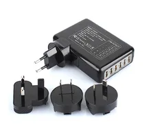 6 Ports USB Travel Wall Charger AC Multi Power Adapter Pack AU/UK/US/EU Plugs Black Free Shipping