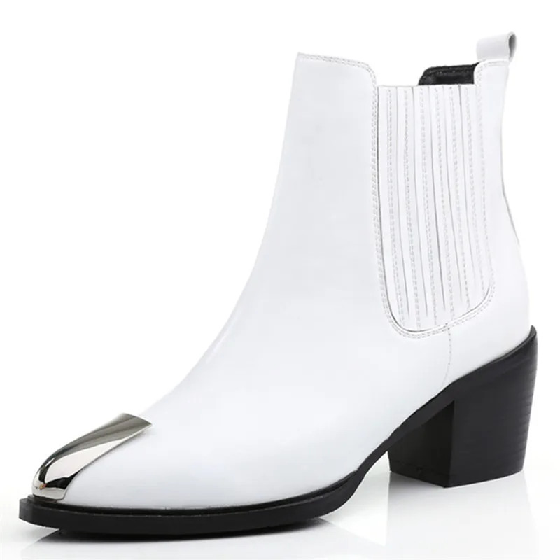 

LOVEXSS Woman Autumn Winter Platform Ankle Boots Fashion Plus Size 34 39 Martin Boots Black White High Heeled Shoes