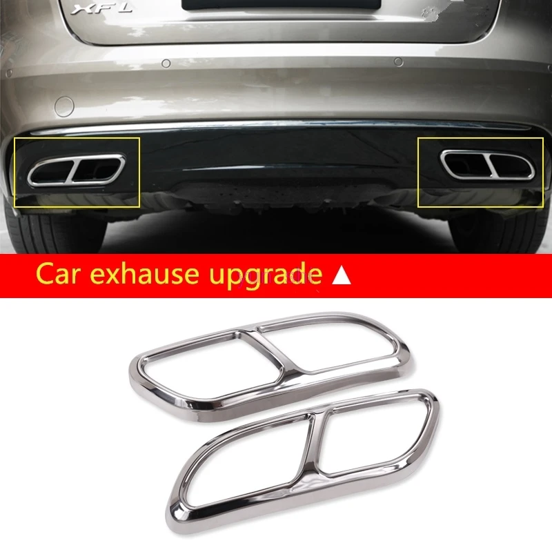 

Stainless Steel Car Exhause Exhaust Outputs Tail Frame Trim Sticker Car-styling Cover For Jaguar XFL 2017 Upgrade accessories
