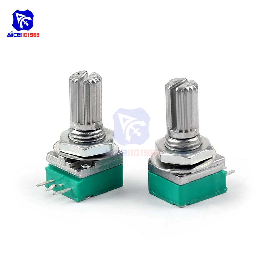 5 шт./лот B10K 10KΩ Ohm 3 контактный Однолинейный поворотный потенциометр 15 мм втулка
