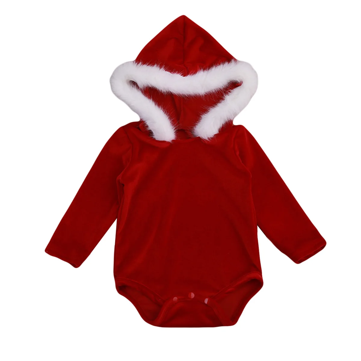 XMAS Gift Infant Baby Girl Fleece Romper Hooded Jumpsuit Clothes Outfit