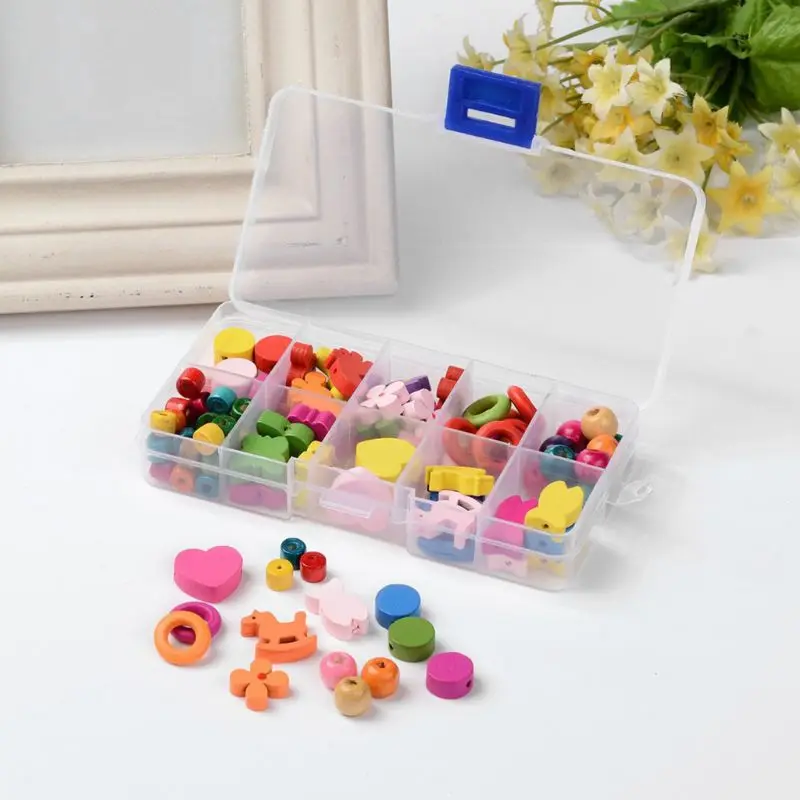 

1 Box Color Mixed Children Wooden Bead Boxed Loose Beads Fun Puzzle Bracelet Necklace DIY Beaded Material Jewelry Accessories