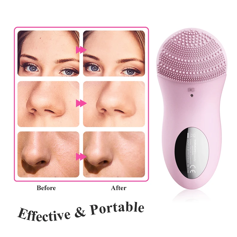 Escova de Limpeza Touchbeauty Facial Vibração Sônica Face Cleaner Dupla Silicone Profunda Poros Limpeza Rosto Massageador Tb-1788p 6 Cheap Utensílios de cuidado facial