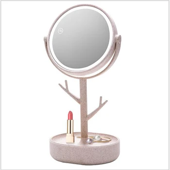 

Led makeup mirror with light fill light desktop dorm dress mirror girl net red portable princess mirror