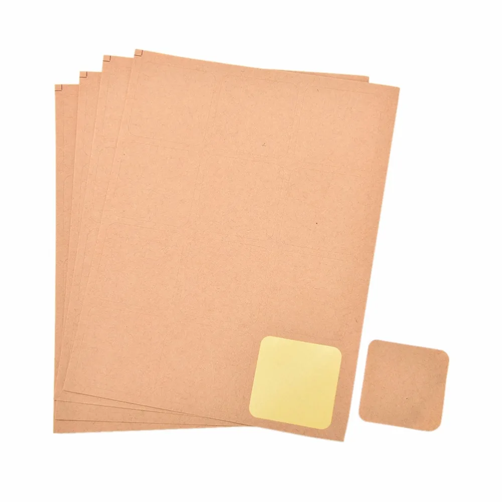 

4 sheet Creative Design Kraft Scalloped Round Stickers Blank Wedding Favours Labels Rustic Wedding Party Christmas Decoration