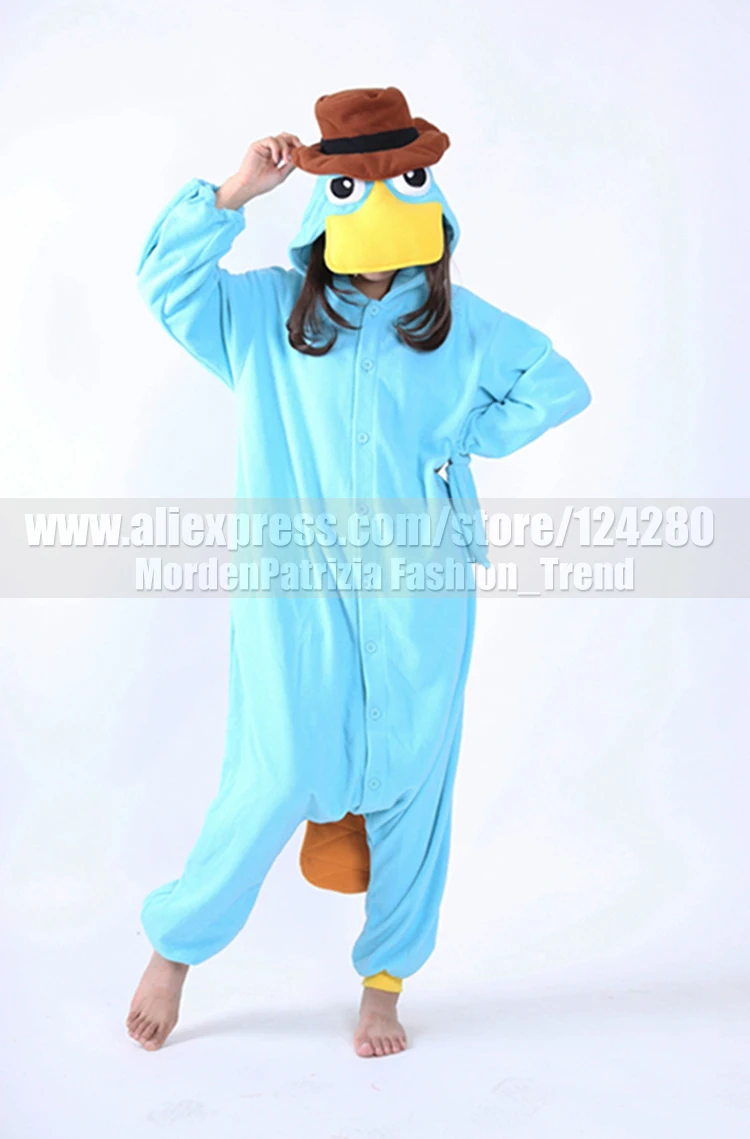 Perry the Platypus Onesies Fleece Monster Cosplay Pajamas for Women and Men - Winter Sleepwear Halloween Party Costumes image 5