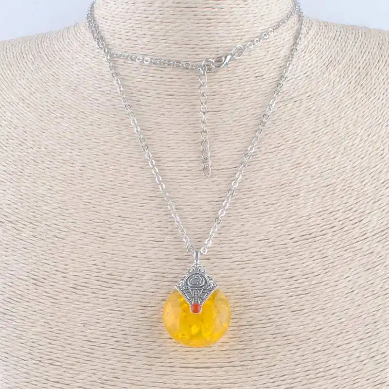 #*Cheap Resin Wax Necklace Pendants Imitation Honey Water Drop Nepal india Amulet Tibetan silver Pendant Necklaces TLMLXL