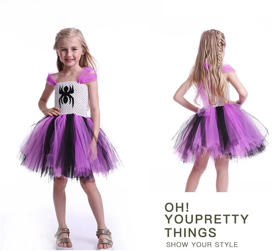 Black Purple Spiderman Inspired Girls Tutu Dress Super Hero Princess Halloween Costume Birthday Party Pageant Ball Gown (8)