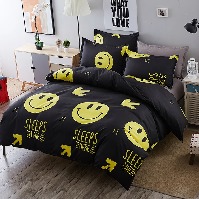 Smiling Face Print Duvet Cover Bedding Set Emoji ...