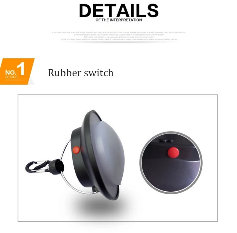 AIMIHUO 60 LED Camping Light Outdoor Mini Tent Camping Lamp Hook LED Lantern Rechargeable 18650 Battery Lantern Portable Lamp (5)