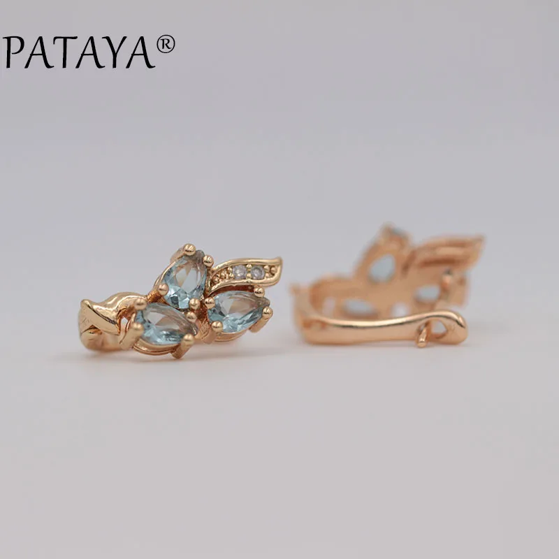 PATAYA романтическая бабочка CZ, висящие сережки 585 розовое золото, светильник, синий натуральный кубический цирконий, ювелирные изделия для женщин, богемные серьги-капли