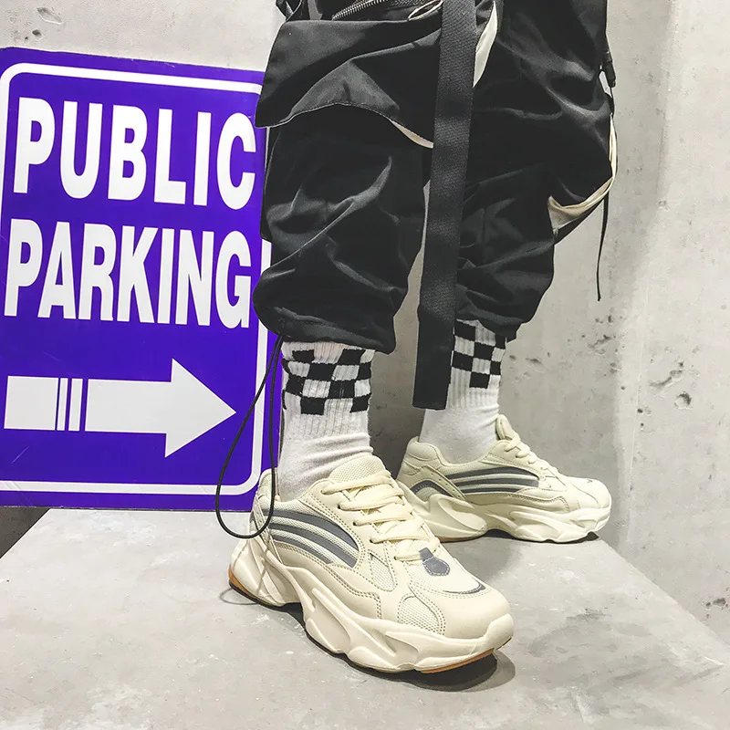 

New Reflective Women's Chunky Sneakers Women Casual Platform Shoes Mesh Tenis Female Trainers Dad Shoes High Top Sneakers
