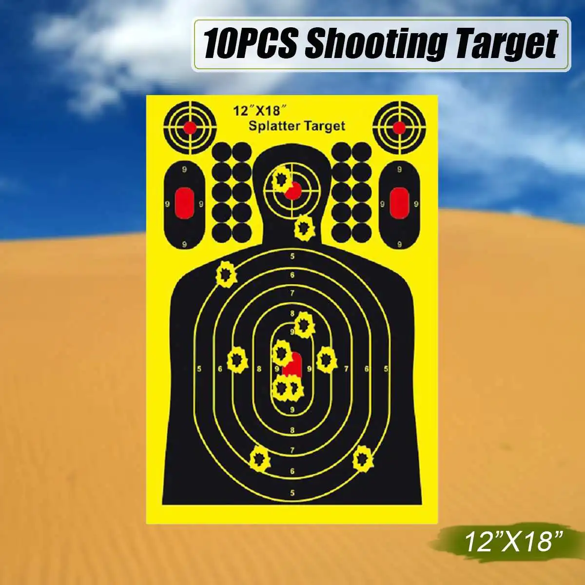 

10PCS Shooting Stickers Splatter Targets 12x18 inch Self Adhesive Paper Silhouette Reactive Target Stickers for Guns Rifle