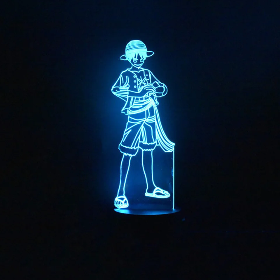 

3D Led Vision 7 Color Changing Creative Anime Figure One Piece Luffy Modeling Night Light Usb Desk Lamp Home Decor Light Fixture