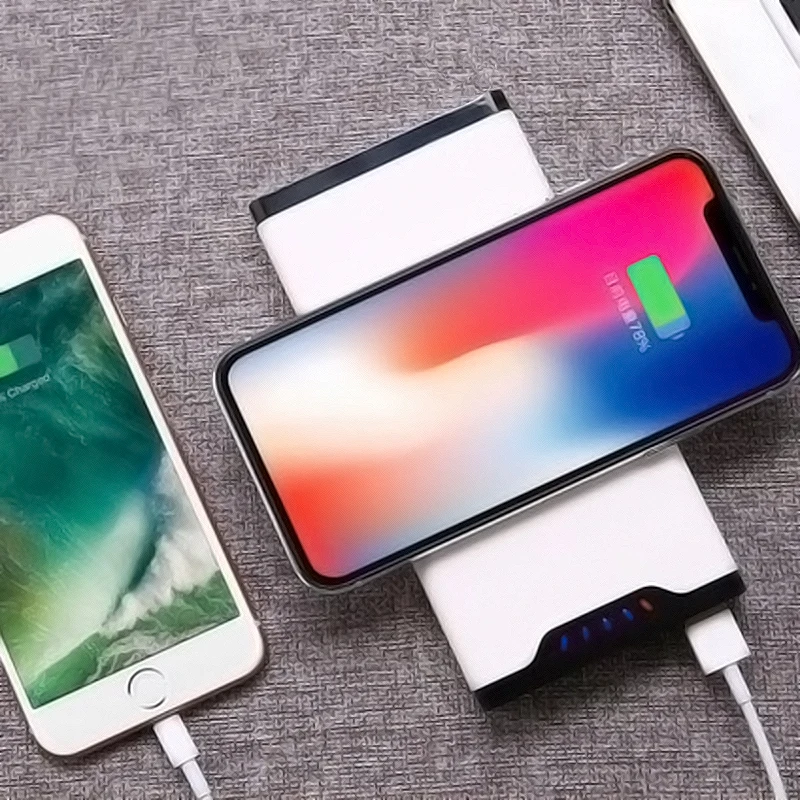 Qi Беспроводное зарядное устройство 20000 мАч портативный USB внешний аккумулятор
