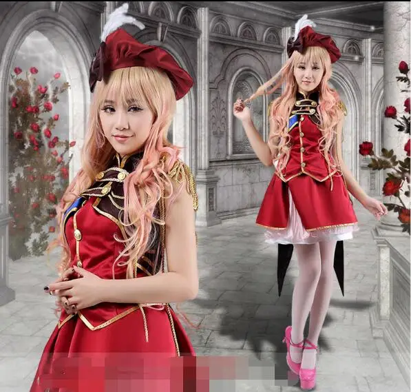 

Anime Macross F cosplay Sheryl Nome cos cartoon Christmas Halloween girls red dress costume