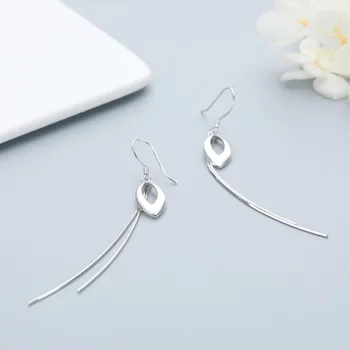 

S925 sterling silver hollow leaves fringed long earrings ladies simple fashion geometric earrings jewelry gift 6-ES3086