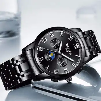 

Stainless Steel Wristwatch Men Watches Fashion Business WLISTH Brands Watch Man Quartz Clock Waterproof Good Quality Gift FD1432