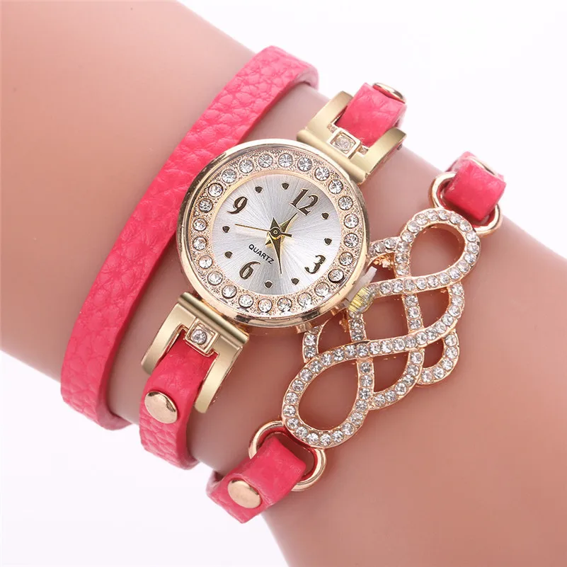 New Arrival watch women dress watch women's Casual Leather Quartz Watch Luxury Bracelet Flower Gemstone Wristwatch clock M22 (7)