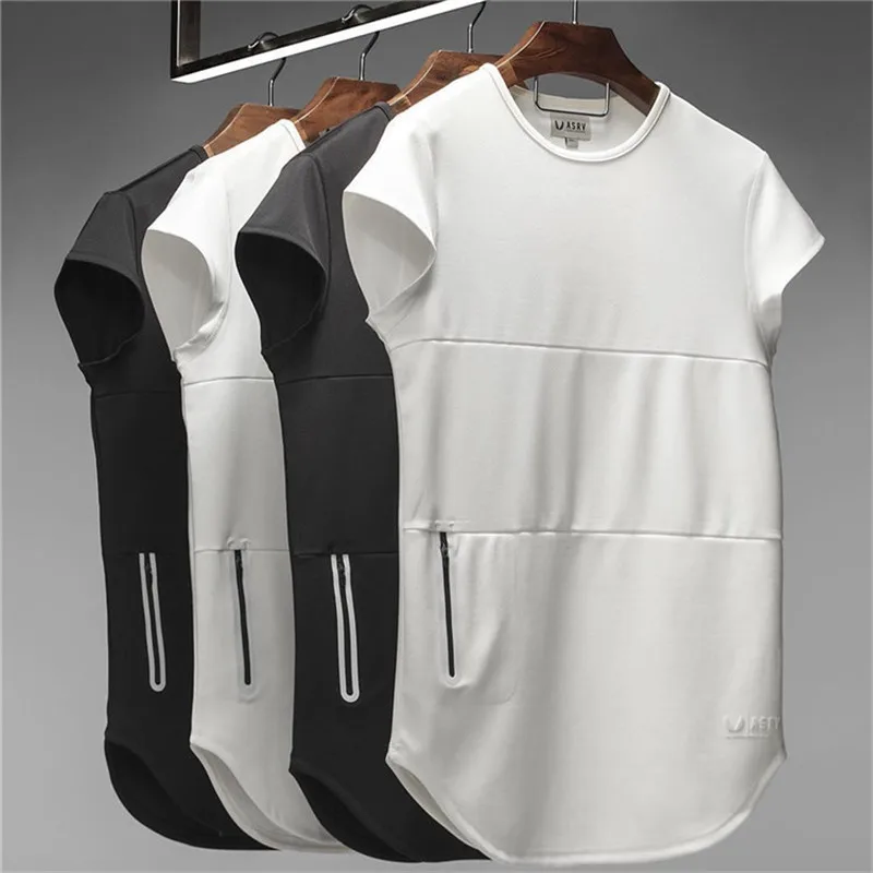 

Brand T shirt 2019 Summer Short Sleeve O-neck Stripe Printed Loose Slim T shirt Mens Splicing Zipper Decoration Tops Tee