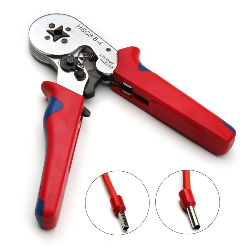 

Red + Sliver Insulation Crimping Pliers Mini Self-Adjustable 0.25~10mm2 Automatic Wire Stripper AWG 23-7 Galvanized Hand Tools