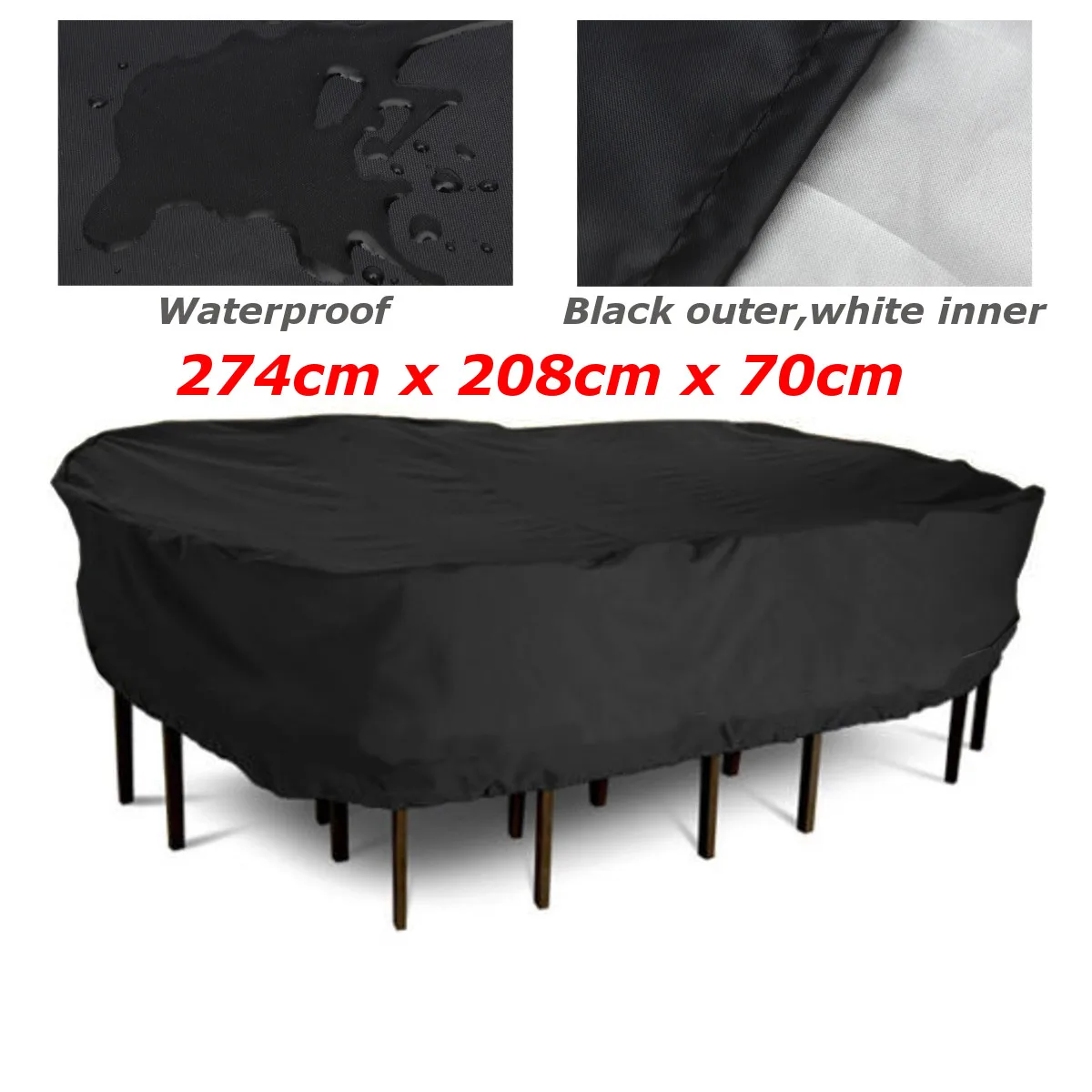 Polyester Patio Garden Outdoor Furniture Cover Waterproof Rectangular Table/Chair Protective Cover Table Cloth 274x208x70cm Polyester Patio Garden Outdoor Furniture Cover Waterproof Rectangular Table/Chair Protective Cover Table Cloth 274x208x70cm