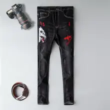 2019 brand black skinny Jeans Men's distressed streetwear Men Ripped Denim Trousers Pants Fashion New Men's Casual Patch Jeans newsosoo fashion men streetwear ripped jeans pants personality distressed patch denim trousers multi zippers patterns embroidery