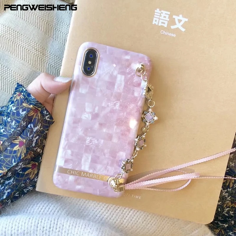 PENGWEISHENG Beauty For Iphone X CASE New Fashion Luxury Chain Case For Iphone 8 8plus 6S 6Splus 7 7plus CASE Cover