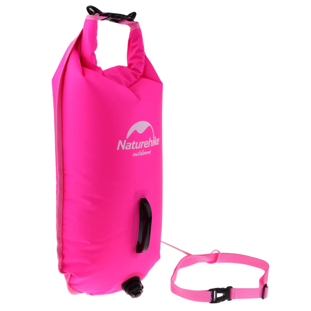High Visibility Waterproof Inflatable Safety Swim Buoy Tow Float Dry Bag Waist Belt for Open Water Swimming SUP Kayak Canoe Surf