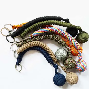 

Outdoor Multicolor Security Protecting Monkey Fist Steel Ball Bearing Self Defense Lanyard Survival Key Chain Climbing Key Chain