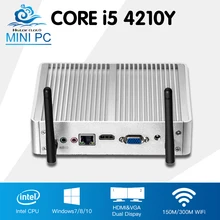 Fanless Mini Computer Intel Core i5 4210Y Windows 10 Linux Computadora Desktop HD Graphics 4200 HTPC TV Box Barebone Mini PC