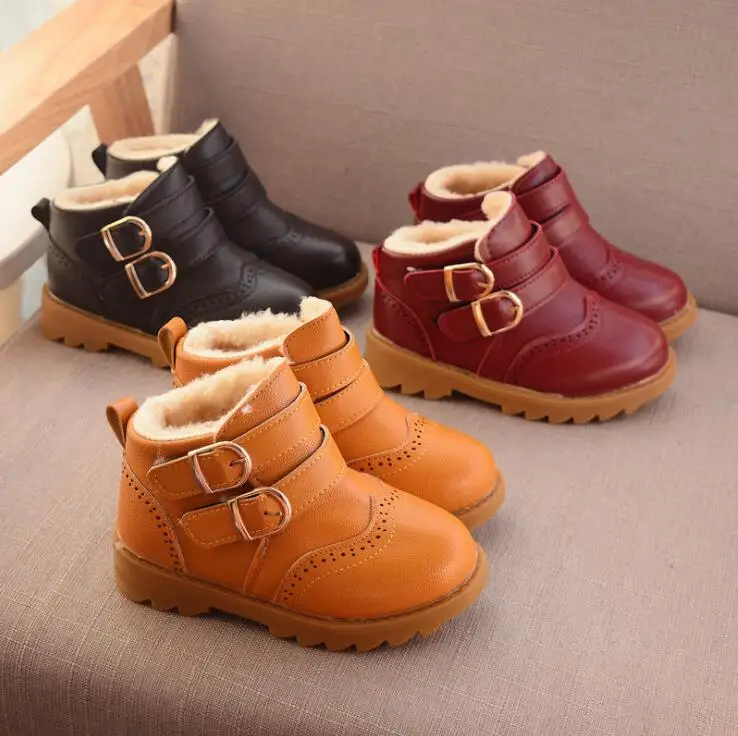 

Children Boots Thick Warm Shoes Fashion Soft Boys Girls Snow Boots kids Waterproof Fur Baby boots Size 21-30