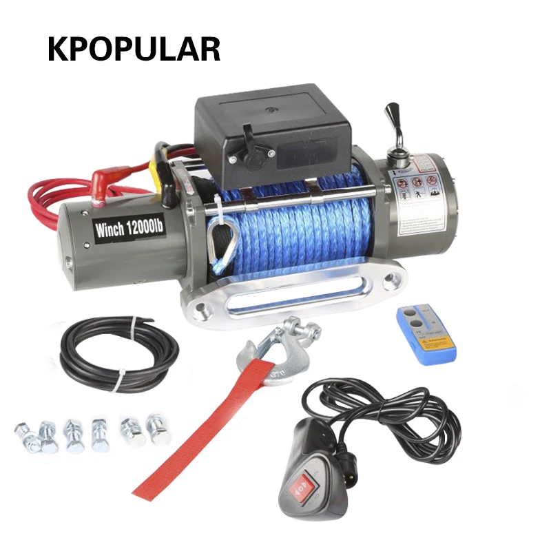 Goedkoop Auto lier 12000 lb auto tuning 12v24v elektrische lier lieren voor ATV 4WD boot Truck SUV 4x4 off road Auto takel zelfhulp Rescue