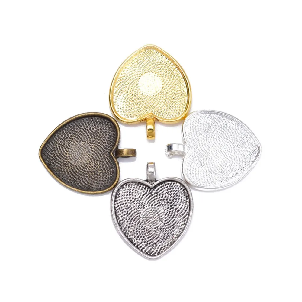 10pcs Heart Blank pendant tray bezel for glass cabochon jewelry makings